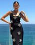 Crystal Floral Detail Maxi Dress Black