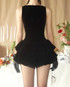 Puff Detail Velvet Dress Black