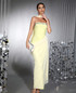 Strapless Crystal Draped Maxi Dress Yellow