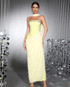 Strapless Crystal Draped Maxi Dress Yellow
