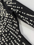 Long Sleeve Pearl Crystal Backless Maxi Dress Black