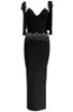 Tie Detail Crystal Maxi Dress Black