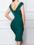 Plunge V Neck Dress Green