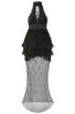 Halter Ruffle Lace Maxi Dress Black