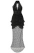 Halter Ruffle Lace Maxi Dress Black