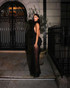 Halter Ruffle Lace Maxi Dress Black