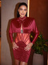Long Sleeve Lace Corset Dress Burgundy