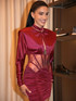 Long Sleeve Lace Corset Dress Burgundy