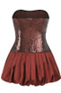 Strapless Sequin Puff Dress Brown