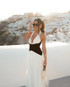 Halter Structured Draped Maxi Dress Black White