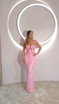 Embellished Bustier Maxi Dress Pink