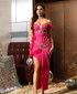 Bardot Pearl Ruffle Maxi Dress Hot Pink