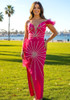 Bardot Pearl Ruffle Maxi Dress Hot Pink