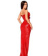 Sequin Draped Corset Maxi Dress Red