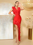 Ruffle Maxi Dress Red