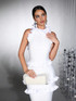 Ruffle Detail Backless Maxi Dress White