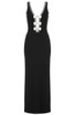 Halter Crystal Bow Detail Maxi Dress Black