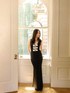 Halter Crystal Bow Detail Maxi Dress Black