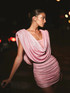 Draped Sparkly Dress Pink