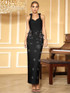 Halter Floral Gloves Maxi Dress Black