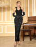 Halter Floral Gloves Maxi Dress Black