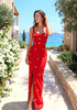 Crystal Detail Maxi Dress Red