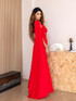 Cape Sleeve Crystal Maxi Dress Red