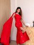 Cape Sleeve Crystal Maxi Dress Red