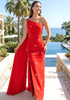 Cape Sleeve Crystal Maxi Dress Red