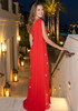 Cape Sleeve Crystal Maxi Dress Red