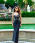 Crystal Embellished Bustier Maxi Dress Black