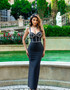 Crystal Embellished Bustier Maxi Dress Black