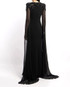 Cape Sleeve Crystal Shoulder Maxi Dress Black