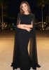 Cape Sleeve Crystal Shoulder Maxi Dress Black