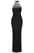 Halter Pearl Maxi Dress Black