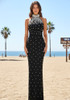 Halter Pearl Maxi Dress Black