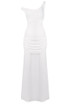 One Shoulder Corset Draped Maxi Dress White