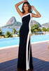 One Shoulder Maxi Dress Black White