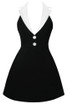 Halter Lapel Collar Dress Black White