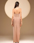 Halter Pearl Embellished Maxi Dress Nude