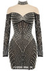 Long Sleeve Embellished Dress Black