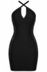 Halter Mesh Insert Dress Black
