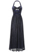 Halter Cut Out Detail A Line Maxi Dress Navy Blue