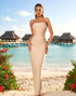 Strapless Pearl Maxi Dress Nude