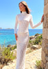 Long Sleeve Structured Lace Maxi Dress White