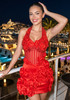 Halter Crystal Floral Dress Red