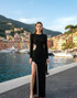 Long Sleeve Mirrored Trim Maxi Dress Black
