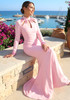 Long Sleeve Big Sequin Detail Maxi Dress Pink