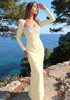 Long Sleeve Crystal Maxi Dress Yellow