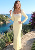 Long Sleeve Crystal Maxi Dress Yellow